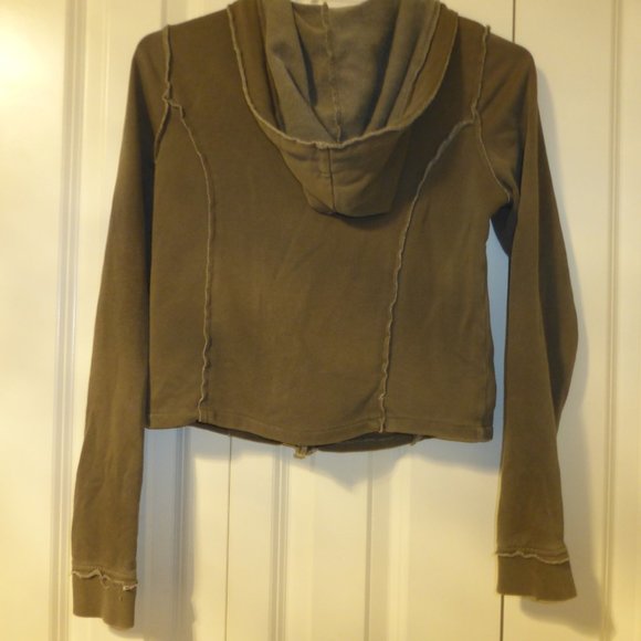 H&M DIVIDED olive moto style zip up hoodie with side pockets - Picture 9 of 10